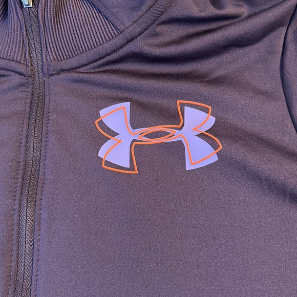 Under armor girls pull over crewneck zip sweatshirt, purple lavender, orange - Picture 2 of 5